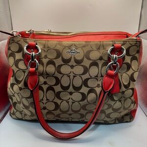 Coach Red and Brown Shoulder Bag
